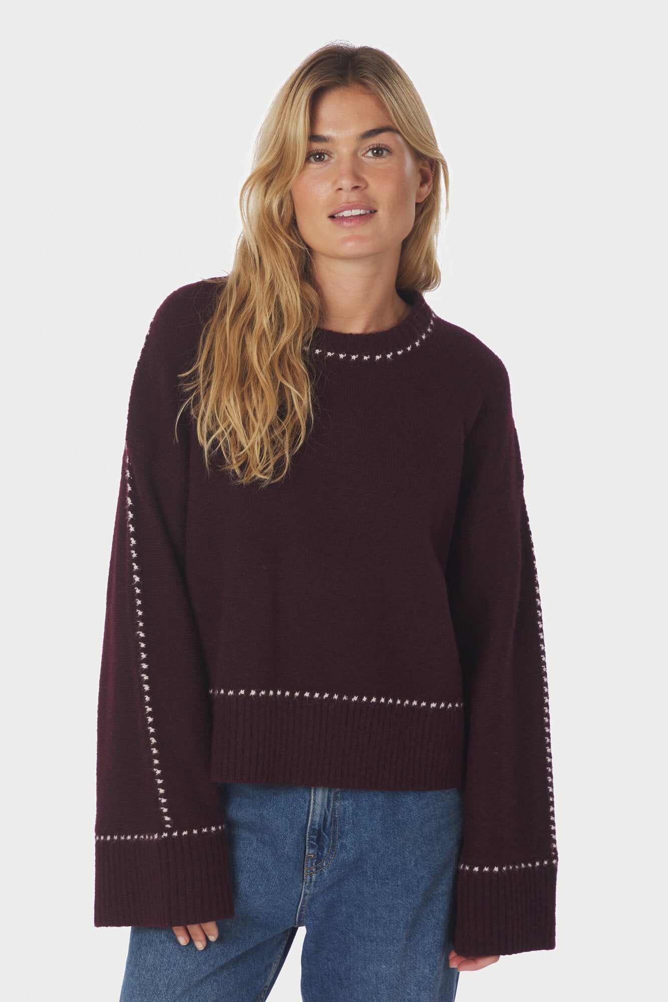 Roeme Stitch striktrøje - Wine